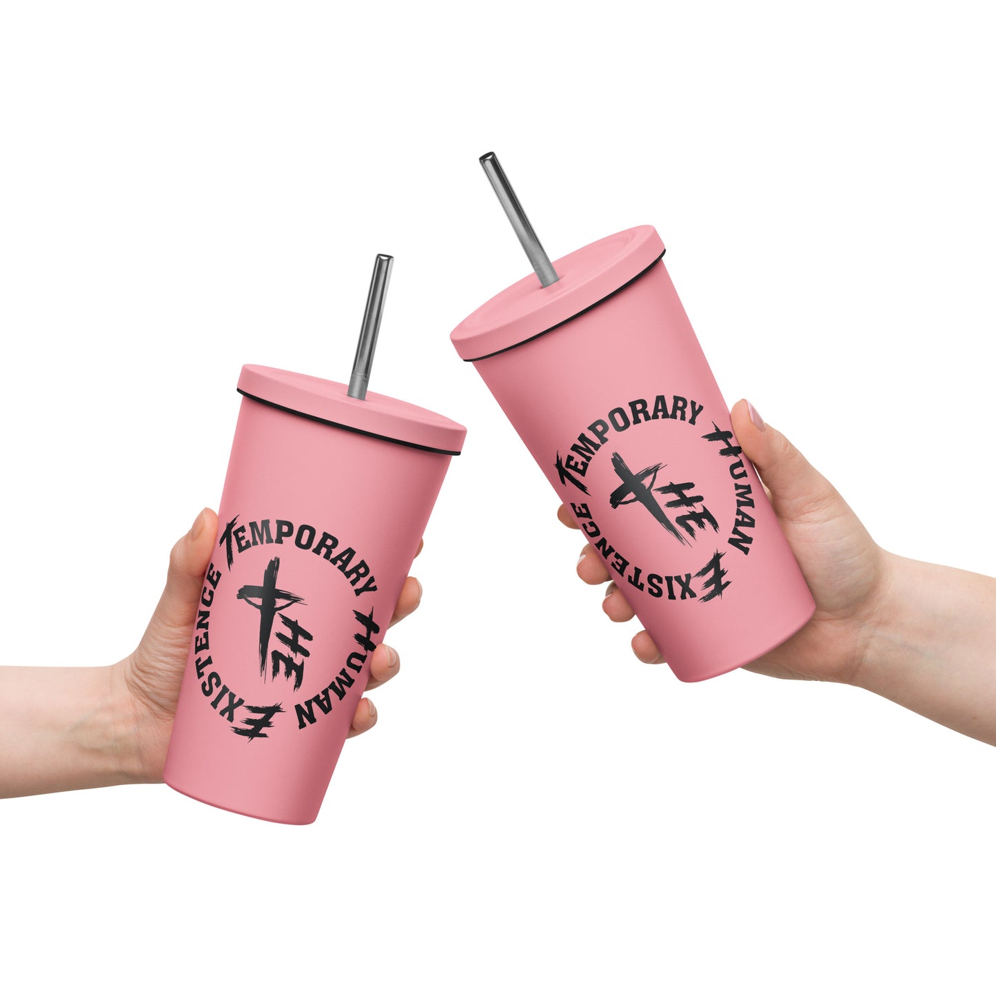 Insulated tumbler with a straw