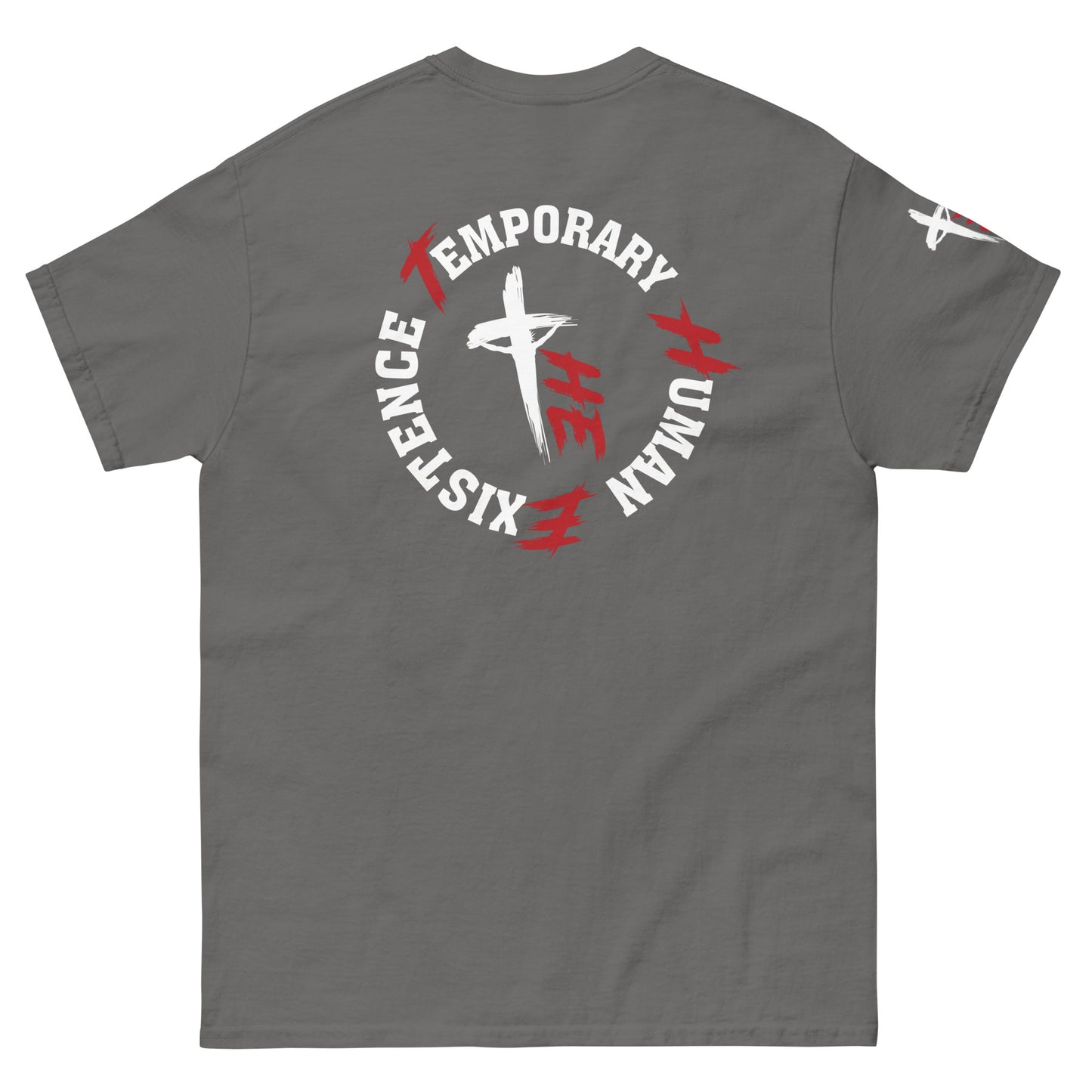 Men's Classic Tee Front/Back/Right Sleeve Logos - Sacrifice Logo