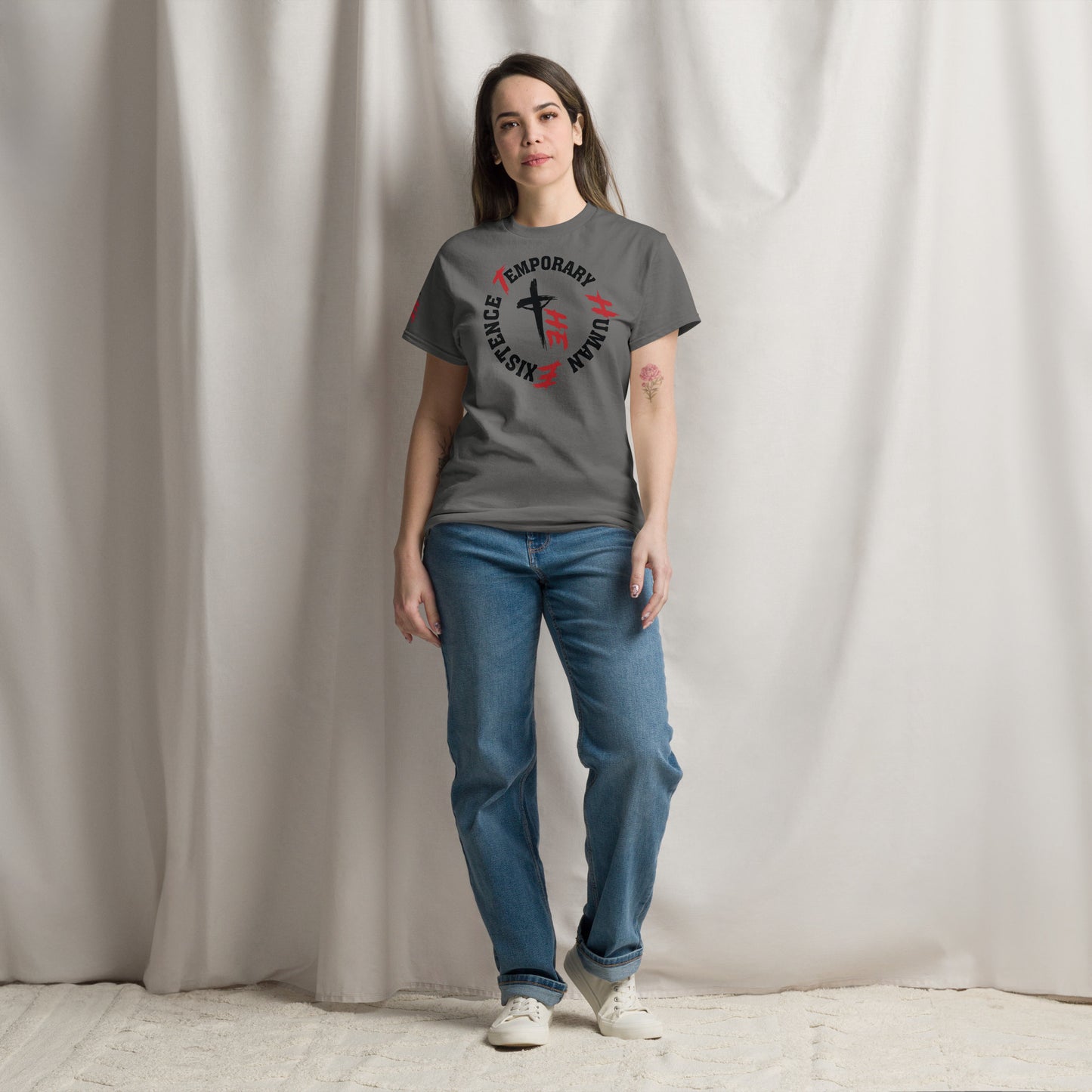 Women's Classic Tee Front/Right Sleeve Logo - Sacrifice Logo