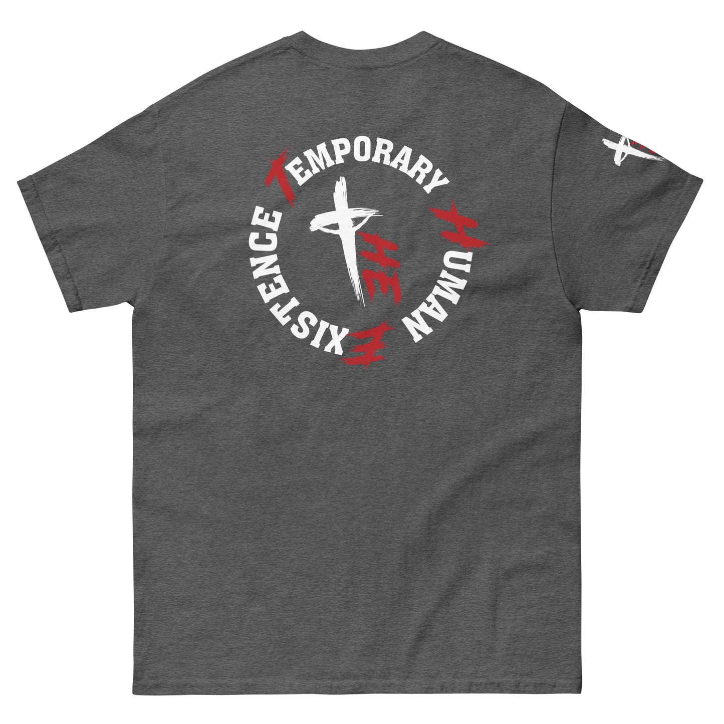 Men's Classic Tee Front/Back/Right Sleeve Logos - Sacrifice Logo