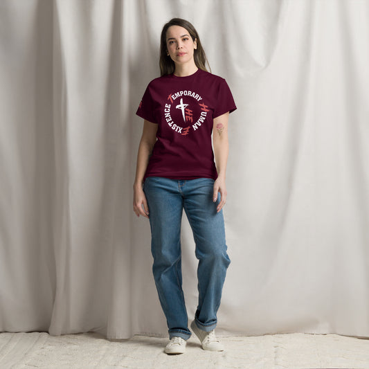 Women's Classic Tee Front/Right Sleeve Logos - Sacrifice Logo