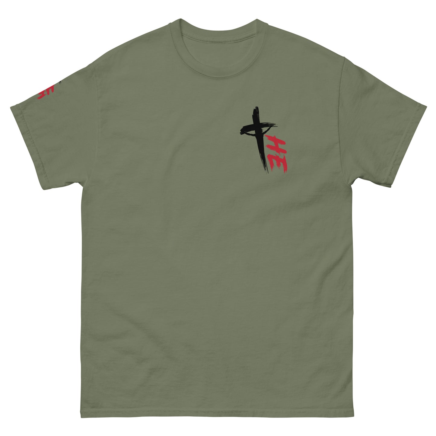 Men's Classic Tee Front/Backl/Right Sleeve Logos - Sacrifice Logo