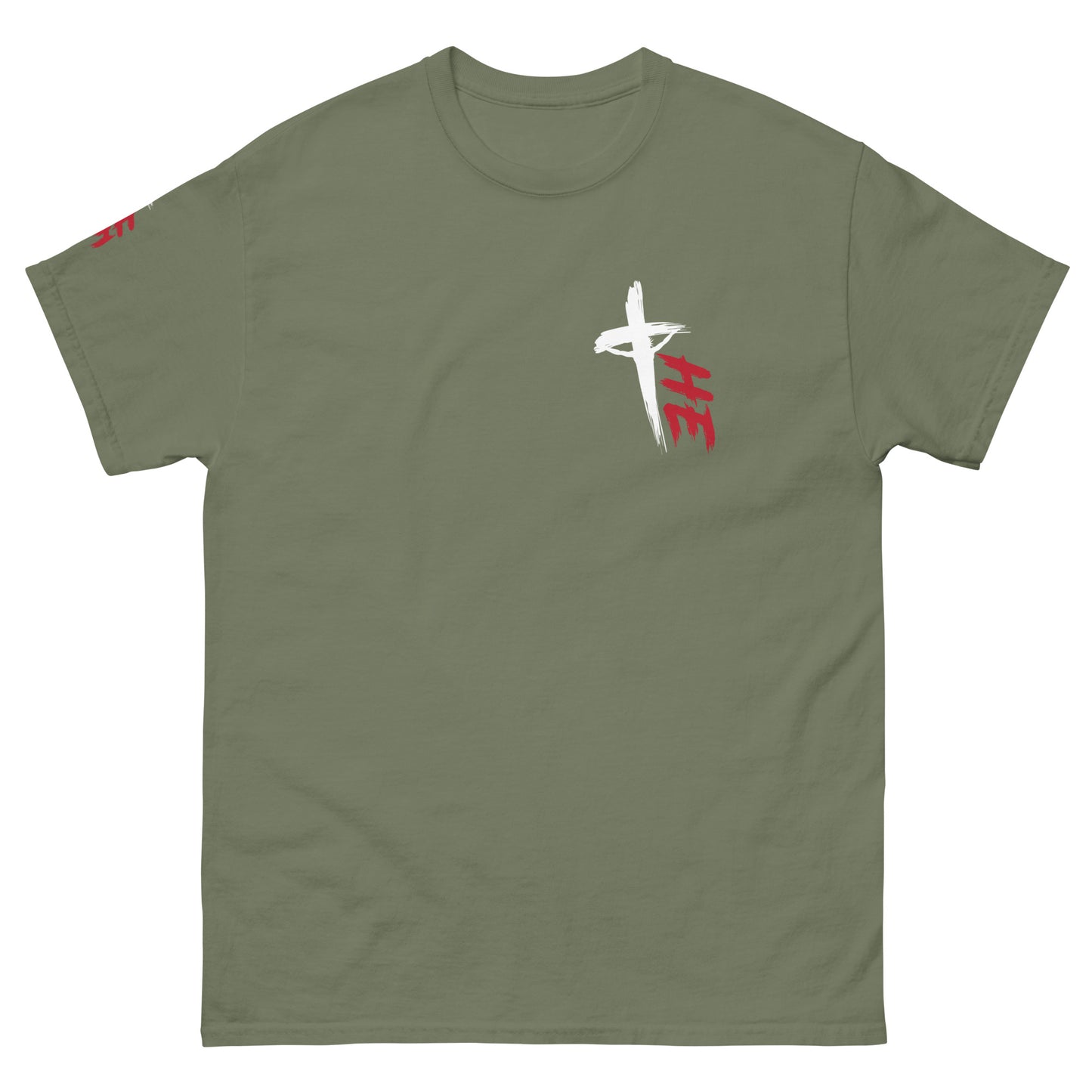 Men's Classic Tee Front/Back/Right Sleeve Logos - Sacrifice Logo